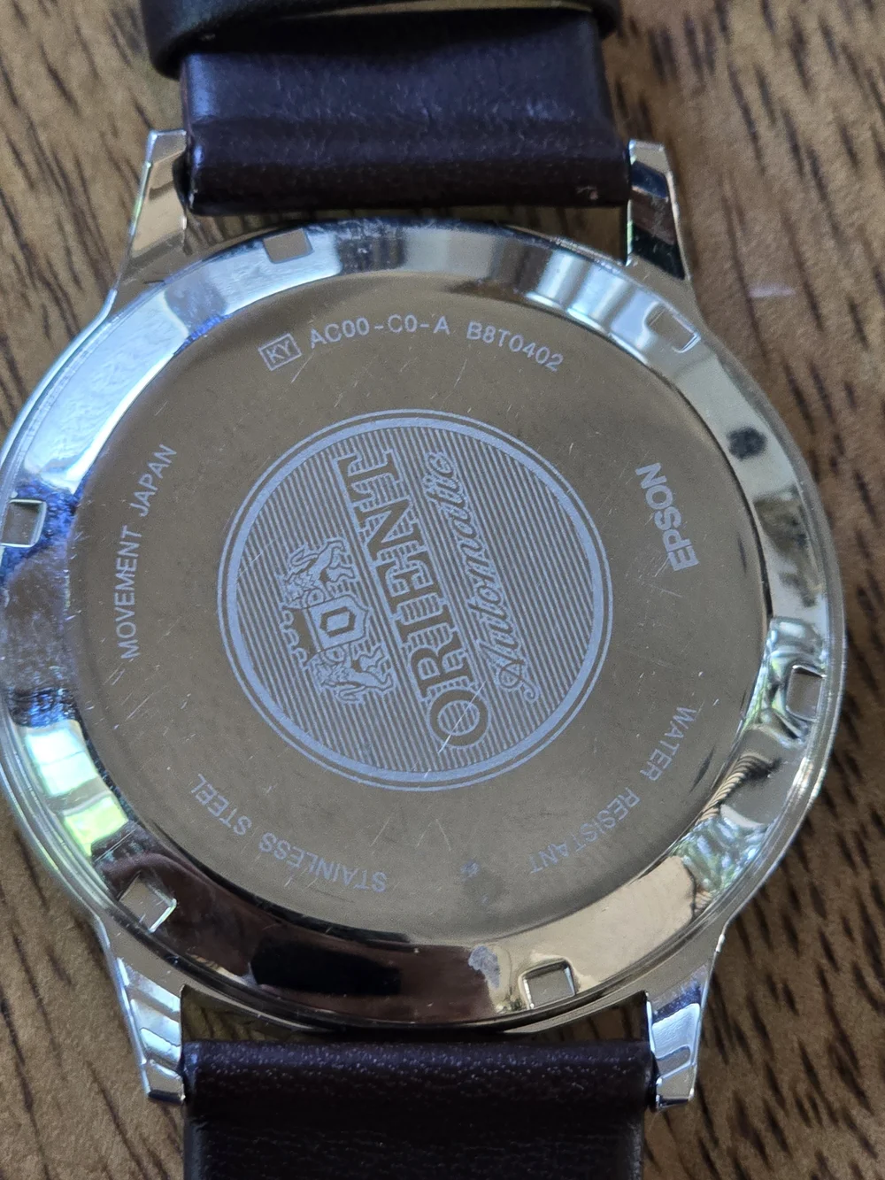Men's Automatic Watch with Brown Leather Strap and Silver Case Orient Bambino